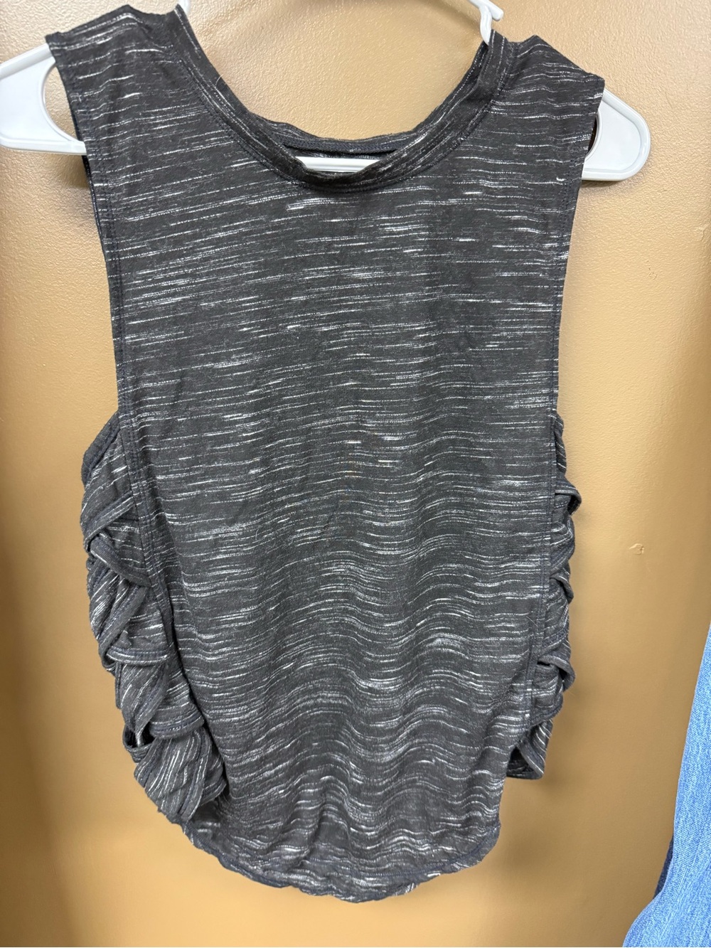 Studio Charcoal Space-Dye Side-Ruched Tank Top